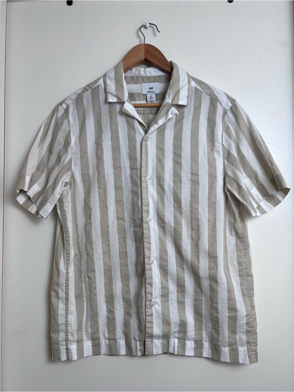H&M Men's Small 100% Cotton Striped Camp Collar Resort Shirt